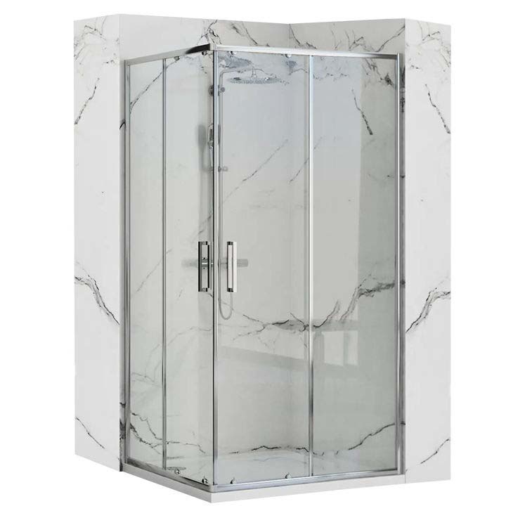 Cabina de ducha Rea Punto 80x100, cristal de seguridad cromado, transparente (REA-K1889)