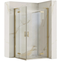 Cabina de ducha Rea Hugo 90x90x200 cristal de seguridad, transparente, dorado mate (REA-K6609)
