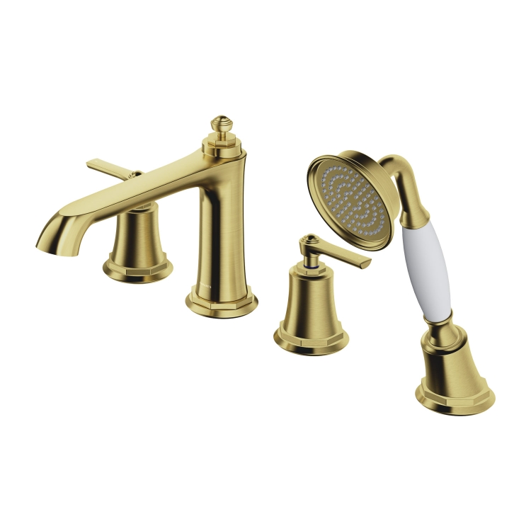 Omnires Armance 4-hole brushed brass bath mixer with thermostat (AM5232BSB)