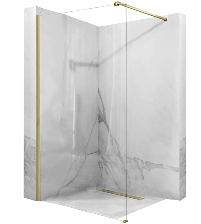 Mampara de ducha Rea Aero 110x195 cristal de seguridad, cepillado dorado (REA-K9840)