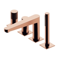 Mezclador de bañera Omnires Contour de 4 orificios, cobre cepillado (CT8032CPB)