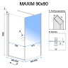 Cabina de ducha Rea Maxim 90x90 cristal de seguridad, transparente, derecha (REA-K0267)
