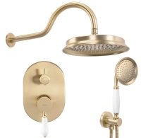 Conjunto de ducha empotrado Rea Serra cepillado oro (REA-B1149)
