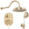 Conjunto de ducha empotrado Rea Serra cepillado oro (REA-B1149)