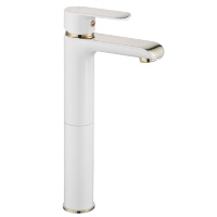 Mezclador de lavabo alto Rea Bloom, blanco/dorado (REA-B9931)