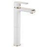 Mezclador de lavabo alto Rea Bloom, blanco/dorado (REA-B9931)