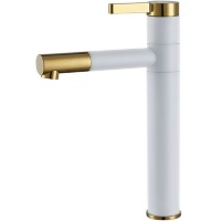 Mezclador de lavabo Rea Smart blanco, dorado, alto (REA-B8400)