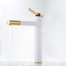 Mezclador de lavabo Rea Smart blanco, dorado, alto (REA-B8400)