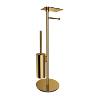 бумагодержатель с полкой и щеткой Omnires Modern Project отдельностоящий, polished gold (MP60820GL)