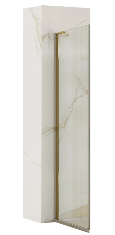 shower wall Rea Hugo 80x200,5 safety glass, transparent, matte gold (REA-K6612)