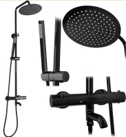 Sistema de ducha Rea Lungo negro metalizado, con termostato (REA-P8763)