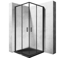 Cabina de ducha Rea Punto 80x80 cristal de seguridad negro, transparente (REA-K4800)