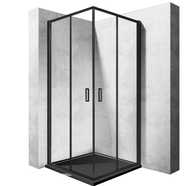 Cabina de ducha Rea Punto 80x80 cristal de seguridad negro, transparente (REA-K4800)