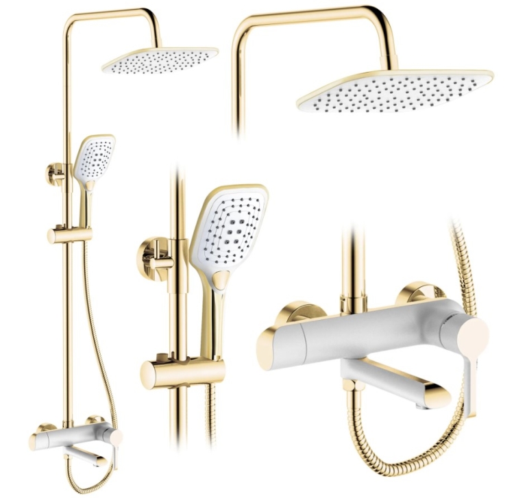 Sistema de ducha Rea Melia oro/blanco (REA-P2406)