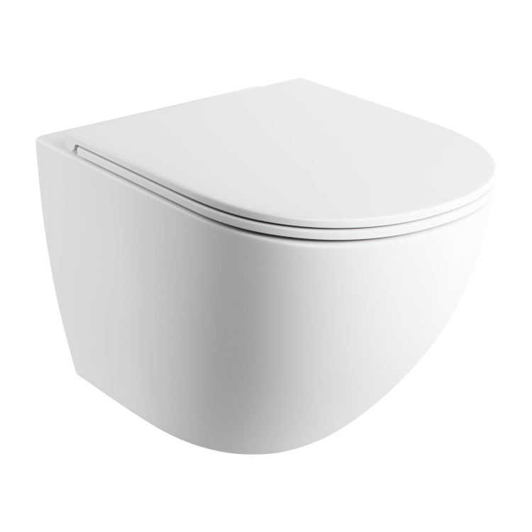 toilet Omnires Ottawa 49x37 rimless suspended, seat duroplast, white matt (OTTAWAMWBM)
