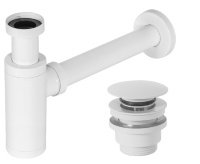 Sifón universal para lavabo blanco Rea con válvula de fondo click-clack (REA-A6952)