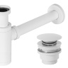 Sifón universal para lavabo blanco Rea con válvula de fondo click-clack (REA-A6952)
