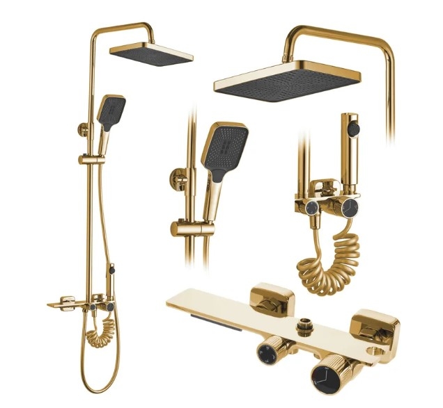 Juego de ducha Rea Helix dorado (REA-P6619)