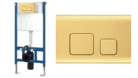Sistema de instalación Rea para inodoro + pulsador dorado F light (REA-E9851)