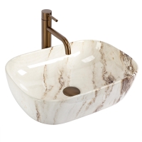 умывальник Rea Belinda Marrone Shiny 46,5x33 глянцевый, имитация камня (REA-U3601)