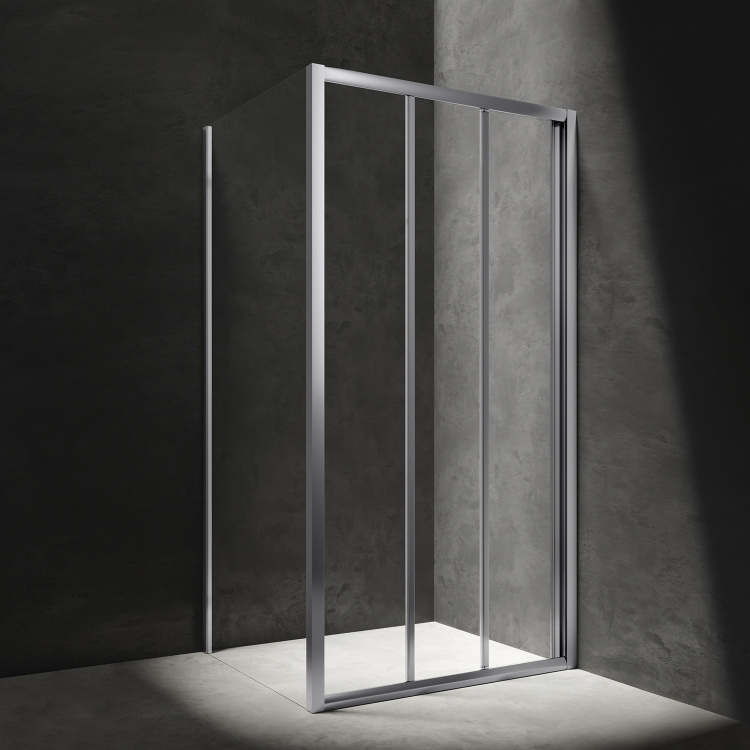shower cabin Omnires Bronx 90x80cm safety glass, chrome (BR9080CRTR)