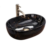Lavabo Rea Amelia 34,5x48 mármol negro brillo (REA-U8000)