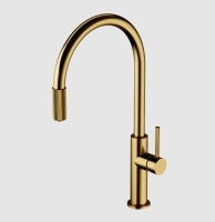 Grifo de cocina Omnires Switch con filtro de agua, dorado cepillado (SW9057GLB)