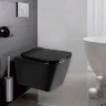 Inodoro Rea Raul Rimless suspendido, asiento duroplast de caída lenta slim, negro mate (REA-C1100)