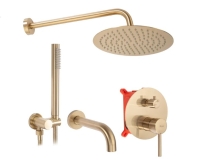 Conjunto de ducha empotrado Rea Lungo cepillado dorado + caja (REA-P6609)