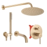 Conjunto de ducha empotrado Rea Lungo cepillado dorado + caja (REA-P6609)