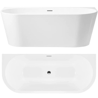 Bañera acrílica Rea Capri 160x75 + sifón + tapón clic/clack (REA-W9803)