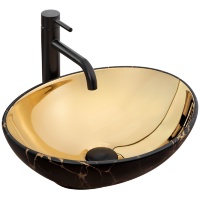 Lavabo Rea Sofia 41x34,5 oro/mármol negro (REA-U8012)