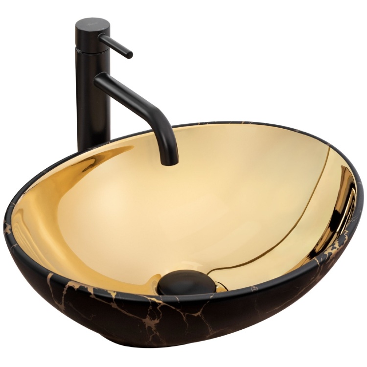 Lavabo Rea Sofia 41x34,5 oro/mármol negro (REA-U8012)