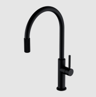 Grifo de cocina Omnires Switch con función de filtro de agua, negro mate (SW9057BL)
