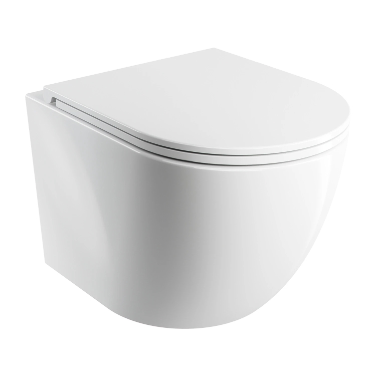 Inodoro Omnires Ottawa Silent Power 49x37 suspendido, asiento duroplast cierre suave, blanco (OTTAWASPMWBP)