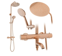 Conjunto de ducha Rea Lungo oro rosa, con termostato (REA-P6606)