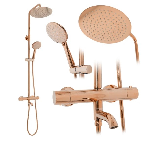 shower set Rea Lungo rose gold, with thermostat (REA-P6606)