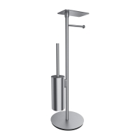 бумагодержатель с полкой и щеткой Omnires Modern Project отдельностоящий, brushed nickel (MP60820NI)