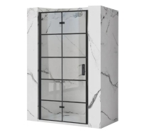 Puerta de ducha Rea Molier 80x190, cristal de seguridad, transparente, negro (REA-K8537)