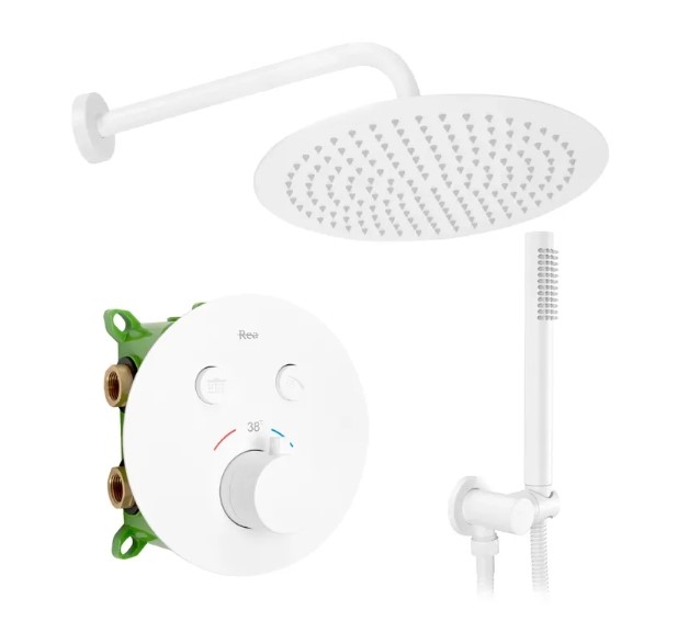 concealed shower set Rea Lungo white with thermostat (REA-P6614)