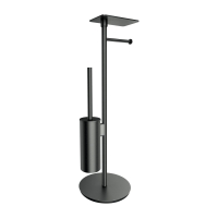 бумагодержатель с полкой и щеткой Omnires Modern Project отдельностоящий, brushed graphite (MP60820GR)