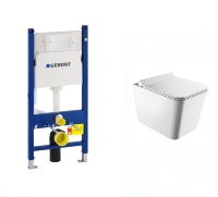 toilet Omnires Boston 53x36 rimless suspended, seat duroplast + installation Geberit Duofix (458.126.00.1+ BOSTONMWBP)