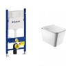 Inodoro Omnires Boston 53x36 sin reborde suspendido, asiento duroplast + instalación Geberit Duofix (458.126.00.1+ BOSTONMWBP)