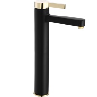 Mezclador de lavabo alto Rea Polo, negro/dorado (REA-B9978)
