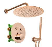 Conjunto de ducha empotrado Rea Lungo oro rosa con termostato (REA-P6613)