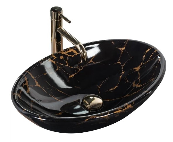 Lavabo Rea Pamela 33x53 mármol negro brillo (REA-U5067)