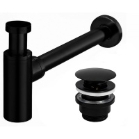 Sifón de lavabo Rea con válvula inferior, negro, universal (REA-A5215) 