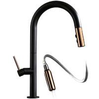Grifo mezclador de cocina Rea Apollo negro, oro rosa (REA-B9600)