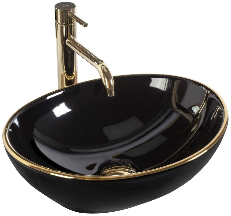 Lavabo Rea Sofia 41x34,5 borde negro dorado (REA-U3695)