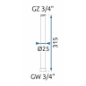 shower extension rod Rea Adapter matt nickel (REA-K7703)